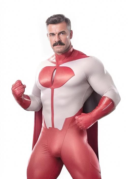 00079-[number]-2403605359-[(black and red color scheme, man, 1boy_2)__2],__omniman2023, looking into the camera,__moustache, white suit, red pants, red ca.png